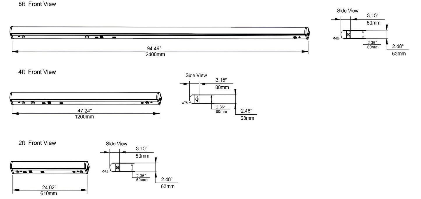 LS8060-Tunable LED Linear Strip Wattage Selectable, 0-10V Dimmable, 120-277V Linkable Commercial Ceiling Light Fixture, DLC Listed, UL Damp Location Rated,