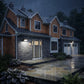 Outdoor LED wall pack light installed on a residential home to provide exterior illumination and added nighttime security.