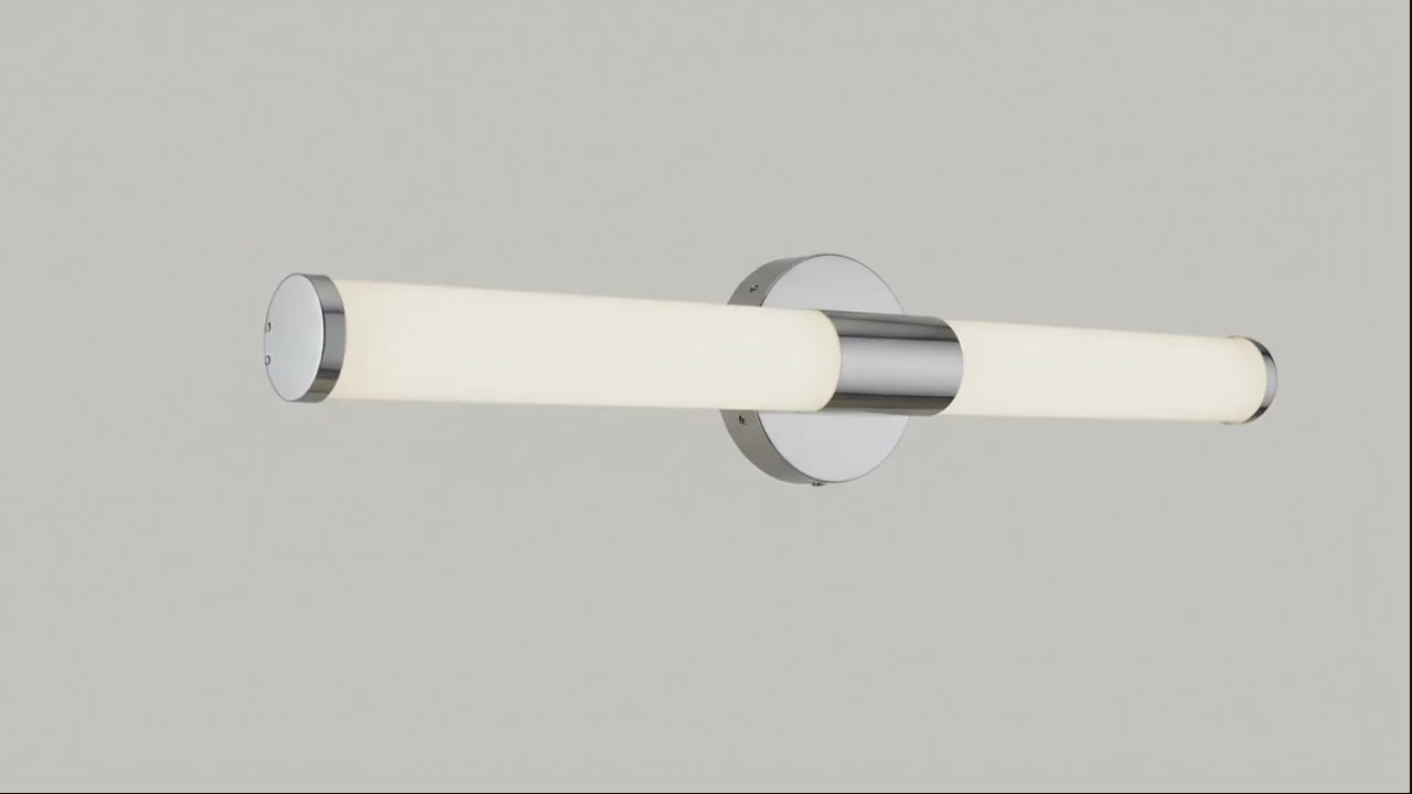 Dimmable LED Vanity Linear  Light 25W | 3CCT 3000K-5000K | 360° View, Close-Up & Bathroom Application, 360 degree, close-up, and bathroom application video of LED Vanity Linear Light, 25W dimmable LED ceiling light with selectable 3000K 4000K 5000K, brushed nickel finish, and IP44 damp rating