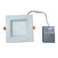 Front view of square slim LED recessed downlight 5CCT IC-rated canless ceiling light, Energy Star certified